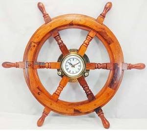 Roue de bateau en bois nautique en laiton 24 pouces à la main poli Vintage capitaine Pirate décoration de la maison cadeau - Product Image 4