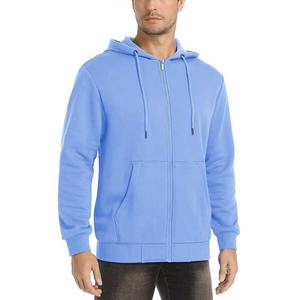 100% algodón de invierno para hombre cómodo Casual Fleece Hoodie sólido Anti-Pilling Full Zip up transpirable estampado patrón en venta - Product Image 5