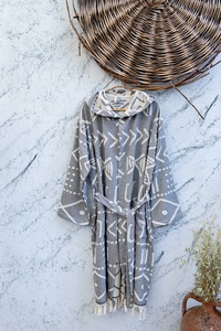 Peignoir turc en tissu éponge Aztec, motif tribal, à capuche, 100% coton - Product Image 4