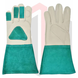ถุงมือเชื่อมหนังแบบพันข้อมือทำจากผ้าใบ - Product Image 2
