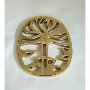 Modern Vintage Style Brass Fish Trivet <b>Gold</b> Tone Metal Hot Pot Holder & <b>Coaster</b> Unique Marine Theme Kitchen Table Protector - Product Image 2