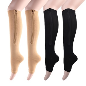 Calcetines de compresión sin dedos, calcetines hasta la rodilla con cremallera lateral, calcetines de prevención de venas varicosas para hombres y mujeres - Product Image 2