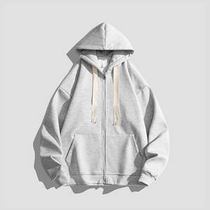 OEM Unisex Otoño Invierno Jersey bordado liso sudadera con cremallera completa Ups lavado técnica sólido con capucha suelta DDP envío - Product Image 3