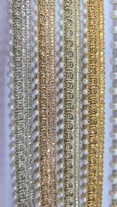 Custom Made with White Pearls Fixed Embroidered in Several Colour Ways in Ethnic Designs for Various Purposes in One Inch Width - Product Image 6