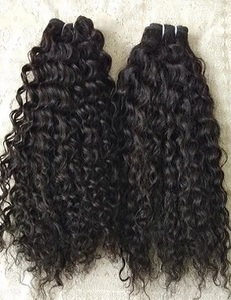 Super Qualité Pure South Indian Temple Cheveux Bruts Authentique Naturel Noir Bouclés Trame Vierge Cheveux Humains - Product Image 2