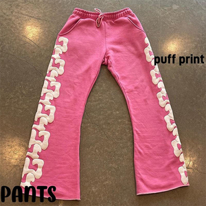 Pantalones de chándal apilados con logotipo personalizado para hombre, pantalones de chándal con estampado 3D de calle alta, pantalones de chándal Acampanados para hombre - Product Image 3