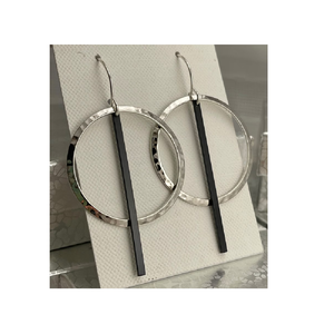 Boucles d'oreilles en laiton colorées tendance 2020, boucles d'oreilles en laiton New York avec texture en relief pour adolescentes - Product Image 3