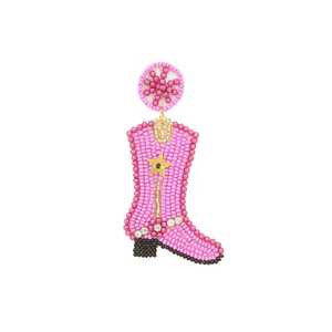 Pendientes de cuentas rosas, pendientes de cuentas de cristal bordados, elegantes pendientes de cuentas de semillas, joyería hecha a mano de diseño único y creativo - Product Image 1