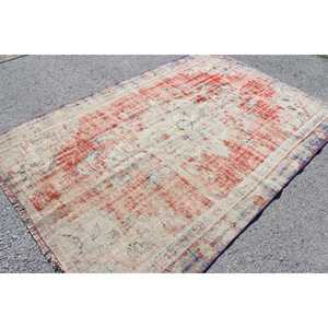 Tapis turc vintage, tapis de 5,4 x 8 pieds, grand tapis camouflage rouge - Product Image 2