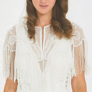 Capa Blanca de Alta Costura Estilo Preppy con Cuentas, Hecha a Mano, de Poliéster, para Fiestas, para Mujeres Adultas, ODM, Ropa de Club, Taabi Exports - Product Image 1