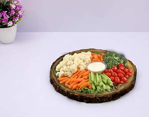 Hermosa Bandeja Redonda Grande de Madera Hecha a Mano, Diseño Decorativo de Corteza para Cocina y Mesa de Comedor - Product Image 2