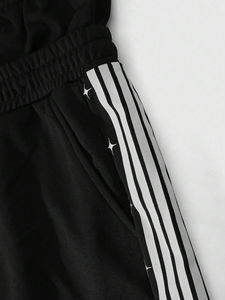 Pantalones de chándal holgados de pierna ancha personalizados para hombre, ropa informal de felpa francesa de algodón 100%, estilo informal ligero a rayas Oxford de cintura media - Product Image 2