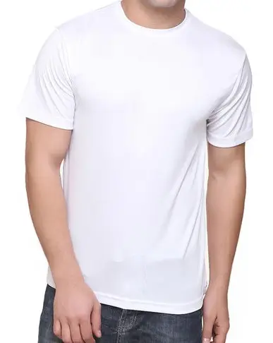 120 ग्राम सादे सफेद 100% पॉलिएस्टर टी शर्ट कस्टम प्रिंटिंग सबलिमिनेशन टी शर्ट पुरुष टी शर्ट निर्माता