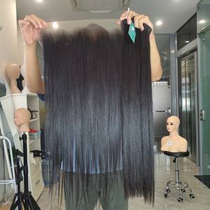Raw Vietnamese <b>Hair</b> Bundles With Frontal Bone Straight Natural <b>Color</b> <b>Hair</b> <b>Extensions</b> No Tangle With Wholesale Vendor - Product Image 5