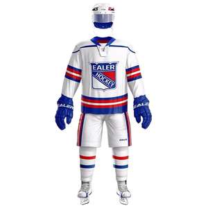 Ensemble complet d'uniformes de hockey sur glace personnalisé, bleu royal et blanc, maillot d'équipe professionnel, shorts, chaussettes, gants, lacets, vêtements de sport de performance - Product Image 3