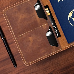 Leather <b>Passport</b> Holder for <b>Men</b> Wholesale Plain Logo Pattern <b>Cover</b> Groomsmen Gift PTH-0039B - Product Image 5