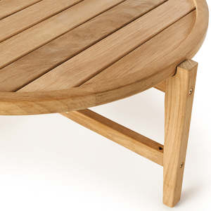 Round Minimalist Teak <b>Coffee</b> <b>Table</b> Tea Side <b>Table</b> for Living Room and Patio Furniture - Product Image 4
