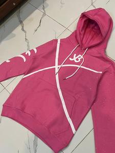 Sudadera con Capucha Unisex Oversize de Forro Polar de Poliéster/Algodón Estilo Y2K de Marca Urbana Americana Personalizada con Diseño de Pedrería Serigrafiado para Otoño - Product Image 1