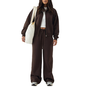 Sudadera con Capucha de Alta Calidad para Mujer, Color Marrón Sólido, Lavado Ácido, Cierre Frontal Completo, Logotipo Personalizado, Diseño Propio, Invierno, Bordado 3D Impreso - Product Image 2