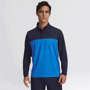 เสื้อยืดแขนยาวแบบสปอร์ต คอซิป ¼ ซิป ผ้าโพลีเอสเตอร์ ยูนิเซ็กซ์ ระบายอากาศ แห้งเร็ว สกรีนโลโก้ได้ พิมพ์ลายสะท้อนแสง สำหรับฤดูหนาว - Product Image 1