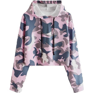 Hoodie court à sublimation pour femme, prix de gros, matière douce, style tendance, fabrication OEM. - Product Image 1