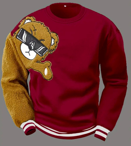 Sweat-shirt d'hiver pour homme, logo personnalisé en peluche d'ours, qualité supérieure, polaire écologique, uni, teint, demi-zip, pull décontracté - Product Image 5