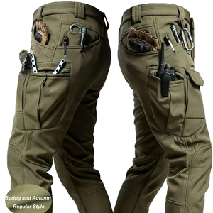 Pantalon cargo tactique pour homme, coupe classique, lavable, plusieurs poches, taille élastique, vêtements de travail décontractés, niveau D imperméable - Product Image 4