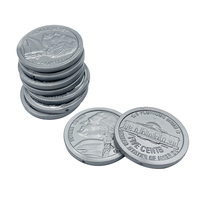 PLOMA 100 Monedas de Plástico No Tóxicas de 5 Centavos de Dólar Estadounidense (2.3cm de Diámetro) Dinero de Juguete para Niños de 2, 4, 5 y 7 Años, Juguete Educativo Duradero con Cierre