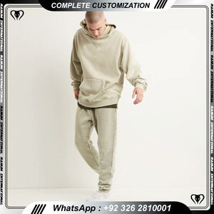 Sweats à capuche unis 100% coton surdimensionnés unisexes personnalisés pulls à capuche 500gsm pour hommes grande taille avec logo imprimé brodé - Product Image 4
