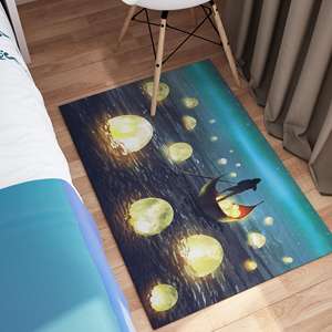Alfombra con Diseño de Hombre Moderno y Barco, Alfombra de Terciopelo de Lujo con Estampado de Luna Brillante - Product Image 4