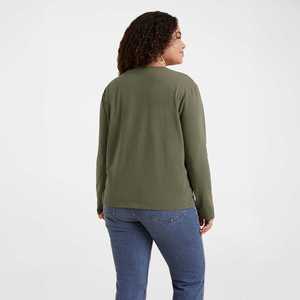 T-shirt d'entraînement vintage 2026 à manches longues pour femme, nouveau design, doux, avec broderie de logo personnalisée, patch et teinture unie - Product Image 3