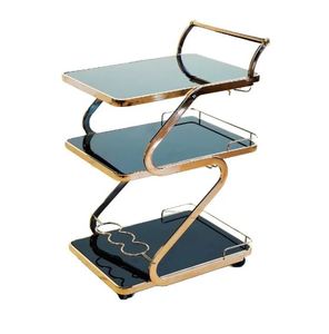 Chariot de service à 3 niveaux moderne et unique de haute qualité Design en métal de luxe pour la maison Hôtel Bureau Salle à manger - Product Image 6
