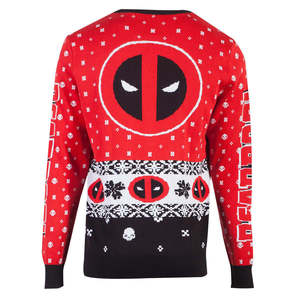 <b>Marvel</b> for Deadpool Jacquard Knitted Jumper for Unisex Plus Size Warm Oversized for Winter Long Sleeves with <b>Print</b> Decoration - Product Image 2