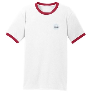 T-shirts d'été Ringer 100 % coton coupe ajustée à prix abordable, hauts d'entraînement unis au design épuré - Product Image 3