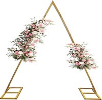 Arches de mariage pour la cérémonie, ensemble de 2 supports de toile de fond en forme d'arche de fleurs dorées, arc de mariage en métal pour la fête (8 pieds) 3.180kg