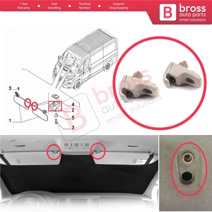 BCF5071 2 piezas de soportes para visera, clips, ganchos, retenedores, color beige, 735566854, para Ducato 250 Boxer Jumper 2006 en adelante - Product Image 5