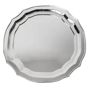 Assiette de présentation ronde en argent gaufré, de haute qualité, faite à la main, sous-assiette, vente chaude, assiette décorative pour mariage indien - Product Image 5