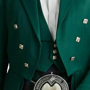 Veste Kilt Prince Charlie Moderne en Laine Tweed Verte pour le Printemps, Logo et Impression Personnalisés - Product Image 5