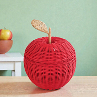 Rieten fruitmand, appelvormig, opbergmanden voor kinderkamer, babykamer, slaapkamerdecoratie, gemaakt in Vietnam