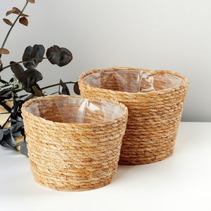 Panier à fleurs du Vietnam Paniers de rangement en rotin de bambou naturel Jacinthe d'eau Conteneurs de stockage en jonc de mer-SF2006 - Product Image 3