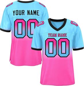 Numéro de nom personnalisé Maillot de football américain Tissu de performance à séchage rapide de qualité professionnelle Manches courtes rayées Caractéristique de taille supérieure - Product Image 5