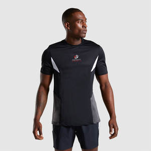 T-shirts de sport à manches courtes pour hommes, 100% polyester, logo personnalisé, solides, fitness, séchage rapide, personnalisés, vierges, tricotés, 200g - Product Image 5