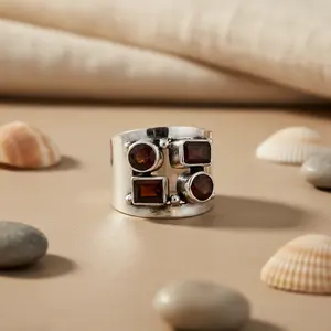 Anillo de Plata 925 con Múltiples Piedras Preciosas para Mujer - Product Image 1