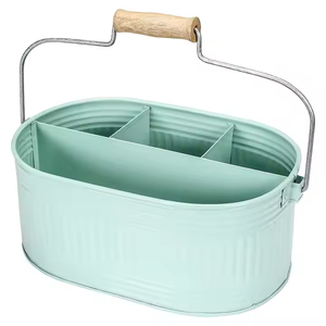 Factory Direct Galvanized Metal Caddy Storage <b>Utensil</b> Caddy Modern Multiple Compartment Iron Metal Caddy Holder <b>Kitchen</b> and Home - Product Image 2