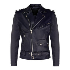 Chaqueta de Cuero Blanca Estilo Moto, Ajustada, para Hombre, con Cierre, Bolsillos con Cremallera, Cintura con Cinturón, Ecológica, Personalizable, ODM (Liso) - Product Image 5