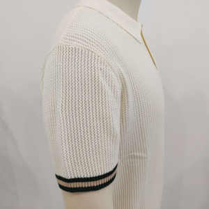 Logo brodé personnalisé, vente en gros de tricots en coton, t-shirt en maille, polo pour homme de haute qualité - Product Image 2