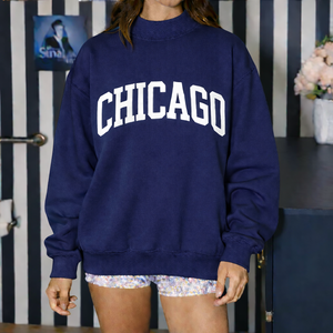 Sweat-shirt long oversize à col montant pour femme, style urbain Dallas, décontracté, pour l'automne et l'hiver, doux, chaud et confortable, tenue quotidienne - Product Image 2