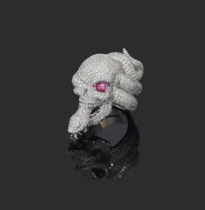 แหวนรูปนกฮูกประดับเพชรเลียนแบบเพชรแท้ ราคาโรงงาน เงินแท้ 925 ประดับมอยส์ซาไนต์ VVS สไตล์ฮิปฮอป สำหรับผู้ชาย - Product Image 5