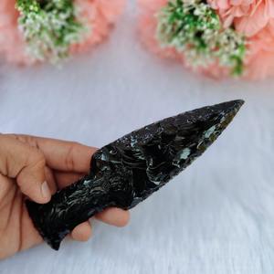 Magnifique dague en obsidienne noire sculptée à la main, 5-6 pouces, artisanat de pierres précieuses de qualité supérieure, figurine mascotte Wiccan - Product Image 5