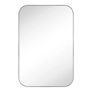Milieu du siècle moderne Chic métal arrondi miroir mural Latitude Run rectangulaire en acier encadré mur salle de bain miroir de vanité TEHOME - Product Image 2